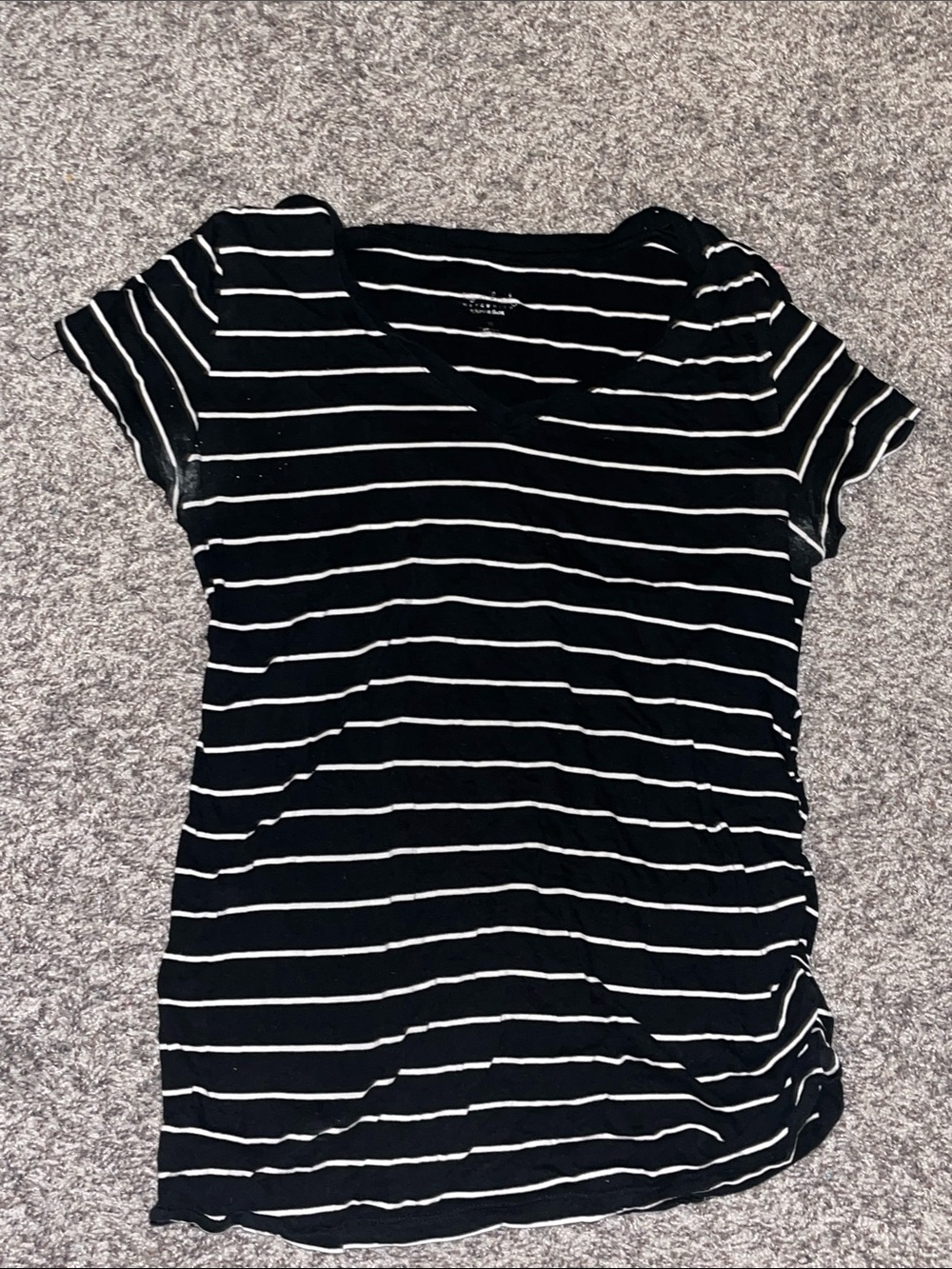 Maternity Black & White Striped V-Neck Women's Tee